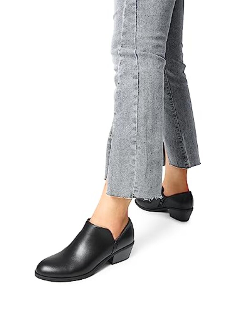 🆕 Women's Ankle Boots Fall Boots Leather Thick Heel Side Zip Women Low Chunky - Picture 2 of 4